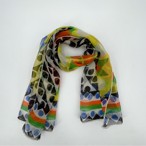 Vintage 1960s Mod Pop Art Chiffon Rectangular Head Scarf - Picture 2 of 4